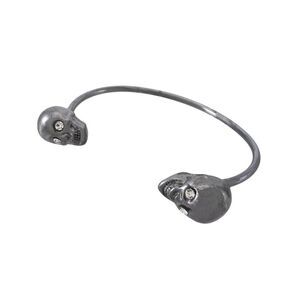 Gunmetal Finish 3D Skull Torc Bracelet Cuff